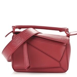 Loewe Small Solid Monochrome Puzzle Bag Calfskin Plumrose
